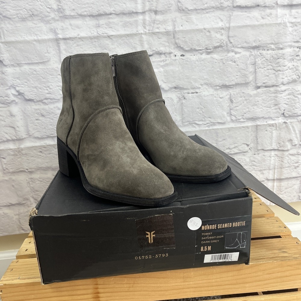 Frye NIB Women's Monroe Seamed Suede Country Western Ankle Bootie Size 8.5 Read